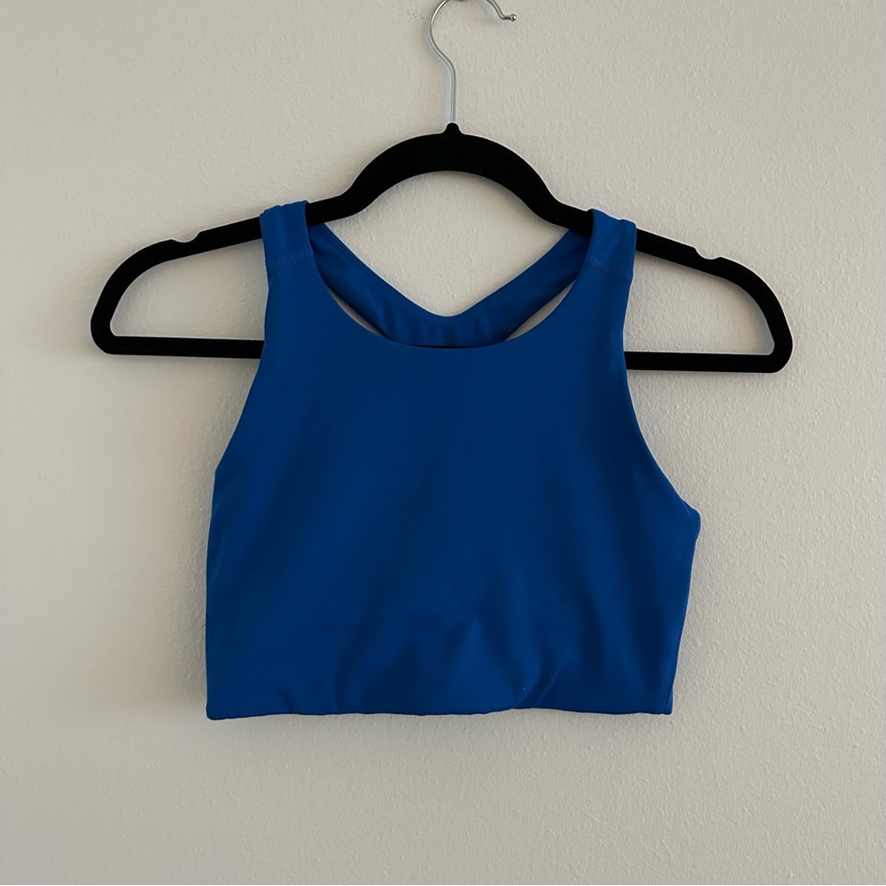 Girlfriend Collective Milo Racerback Bra Cropped Tank • Small • Ultramarine Blue
